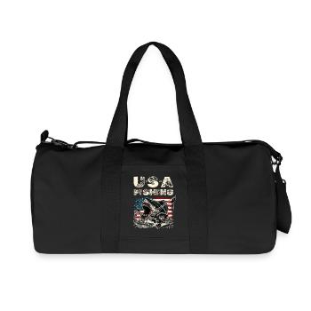 USA Fishing Vintage Monster Hai - Recycelte Canvas-Sporttasche von Stanley/Stella - Schwarz - Vorne