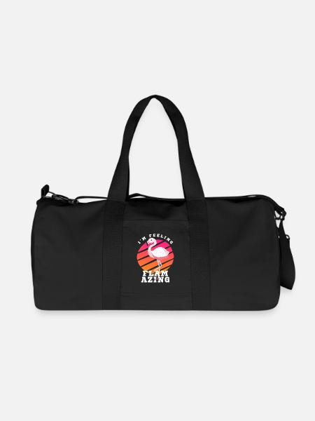 Flamingo Sonnenuntergang Retro Lustiges Zitat - Recycelte Canvas-Sporttasche von Stanley/Stella - Schwarz