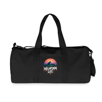 Atemberaubender Bergmond mit Sonnenuntergang - Recycelte Canvas-Sporttasche von Stanley/Stella - Schwarz - Vorne
