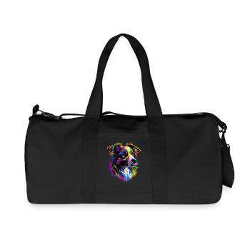 Australian Shepherd Bright Colors Pop Art Aussie - Recycled Canvas Sports Bag by Stanley/Stella - black - Front