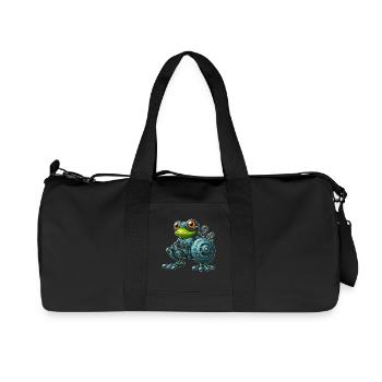 Cyborg Frog Toad Toad Robot Mech Design - Recycled Canvas Sports Bag by Stanley/Stella - black - Front