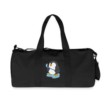 Pinguin Eishockey Eishockeyschläger - Recycelte Canvas-Sporttasche von Stanley/Stella - Schwarz - Vorne