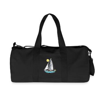 Sailboat Sketch Vintage Look - Recycled Canvas Sports Bag by Stanley/Stella - black - Front