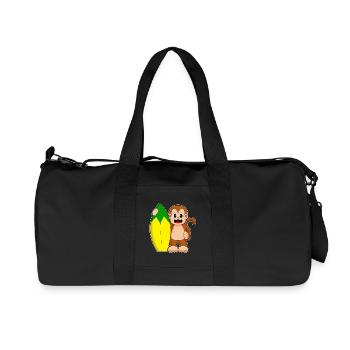 Affe Surfen Surfbrett Sommer - Recycelte Canvas-Sporttasche von Stanley/Stella - Schwarz - Vorne