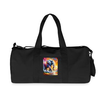 Lebendiger Elefant Splash Bunte Sonnenaufgangsfantasie - Recycelte Canvas-Sporttasche von Stanley/Stella - Schwarz - Vorne