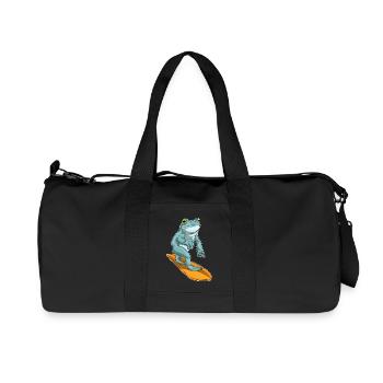 Frosch Surfen Surfbrett Sommer - Recycelte Canvas-Sporttasche von Stanley/Stella - Schwarz - Vorne