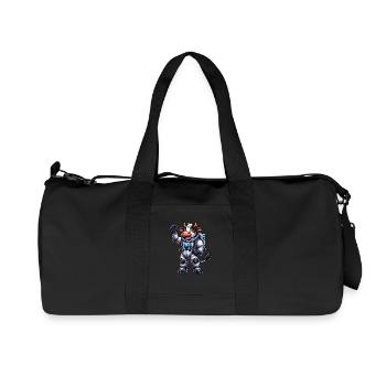 Astronaut Cow Space Universe Cosmonaut - Recycled Canvas Sports Bag by Stanley/Stella - black - Front
