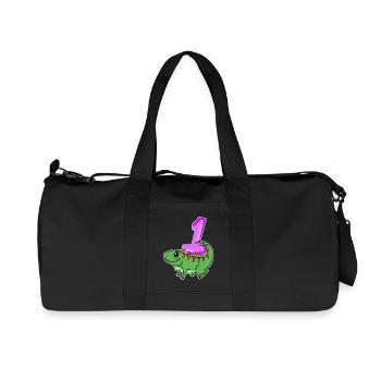 1 Jahr alt - Einschulung - Iguana Motiv - Zahl 1 - Recycelte Canvas-Sporttasche von Stanley/Stella - Schwarz - Vorne