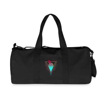 Wolf Vaporwave Synthwave 90s 80s sunset - Recycled Canvas Sports Bag by Stanley/Stella - black - Front