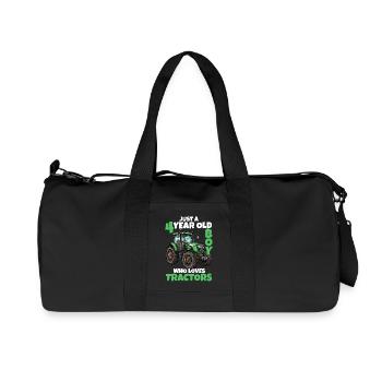 Tractor 4th Birthday Boy 4 Years Gift - Recycled Canvas Sports Bag by Stanley/Stella - black - Front