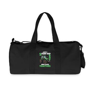5 ans tracteur garçon 5ème anniversaire cadeau - Sac de sport en toile recyclée Stanley/Stella - noir - Devant