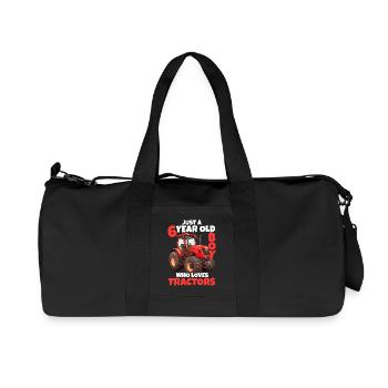 Tractor 6th Birthday Boy 6 Years Gift - Recycled Canvas Sports Bag by Stanley/Stella - black - Front