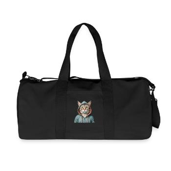 Chat portant une veste - Sac de sport en toile recyclée Stanley/Stella - noir - Devant