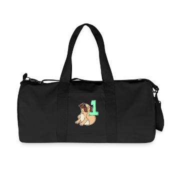 Zahl 1 Nummer Eins - Mops Hund Motiv - Recycelte Canvas-Sporttasche von Stanley/Stella - Schwarz - Vorne