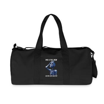 Halloween Funny Skeleton Meme Spooky Gift - Recycled Canvas Sports Bag by Stanley/Stella - black - Front