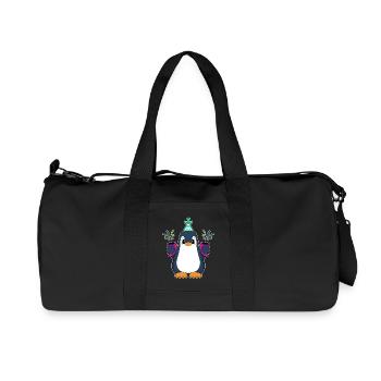Pingouin Anniversaire Confettis - Sac de sport en toile recyclée Stanley/Stella - noir - Devant