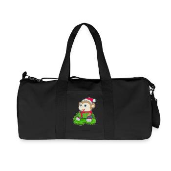 Affe Weihnachten Weihnachtsmütze - Recycelte Canvas-Sporttasche von Stanley/Stella - Schwarz - Vorne