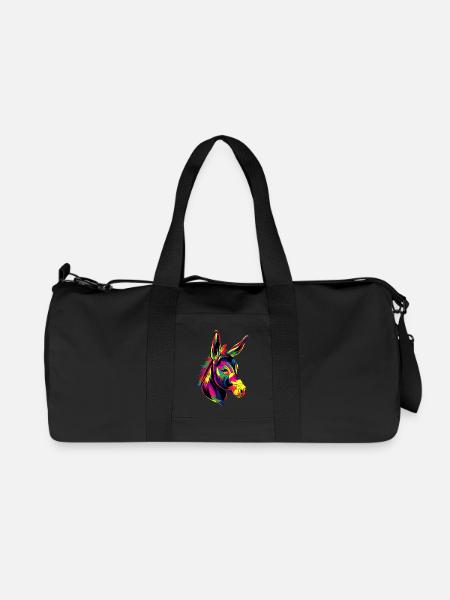 Esel in Bunt Popart Farben Hausesel Donkey Reiten - Recycelte Canvas-Sporttasche von Stanley/Stella - Schwarz