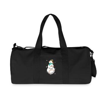 Bonhomme de neige de baseball avec chapeau et écharpe dans la neige - Sac de sport en toile recyclée Stanley/Stella - noir - Devant