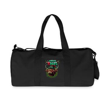 Mooey Xmas Scottish Highland Cattle Cow Funny - Recycled Canvas Sports Bag by Stanley/Stella - black - Front