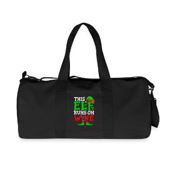 This Elf Runs On Wine Christmas Spirit - Recycled Canvas Sports Bag by Stanley/Stella - black - Front