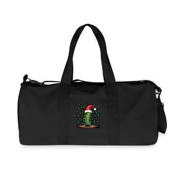 Gurke Weihnachtslichter hässlicher Weihnachtsmütze - Recycelte Canvas-Sporttasche von Stanley/Stella - Schwarz - Vorne