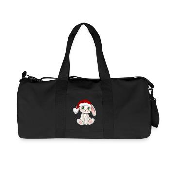 Süßer Hase mit Santa Mütze Weihnachtsmütze - Recycelte Canvas-Sporttasche von Stanley/Stella - Schwarz - Vorne
