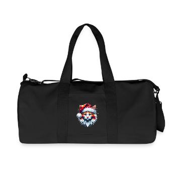 Polygon Design - Cat Cat with Santa Hat - Recycled Canvas Sports Bag by Stanley/Stella - black - Front