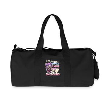 Juste une fille qui aime l’anime et le croquis, Anime - Sac de sport en toile recyclée Stanley/Stella - noir - Devant