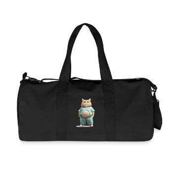 Funny fat cat in comfortable clothes - Recycled Canvas Sports Bag by Stanley/Stella - black - Front