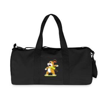 Snowboard chien snowboardeur - Sac de sport en toile recyclée Stanley/Stella - noir - Devant
