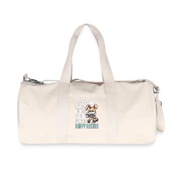 EGGS-TRA TIRED BUT STILL HOPPING HAPPY EASTER - Recycled Canvas Sports Bag by Stanley/Stella - natural - Front