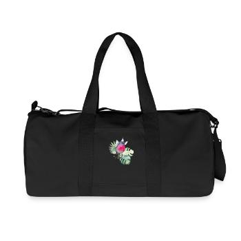 Aquarellrosa Rotkehlchen mit tropischen Blättern - Recycelte Canvas-Sporttasche von Stanley/Stella - Schwarz - Vorne