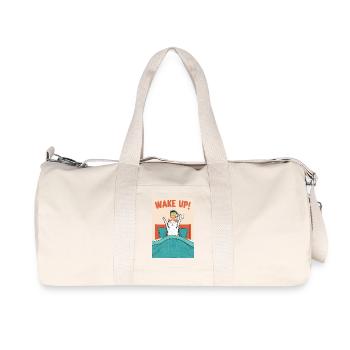 Wake up, Morgenkaffee, Bett, aufwachen, Katze - Recycelte Canvas-Sporttasche von Stanley/Stella - Naturweiß - Vorne