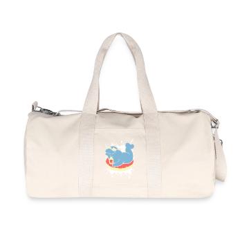 Funny Manatee Does Sunbath - Recycled Canvas Sports Bag by Stanley/Stella - natural - Front