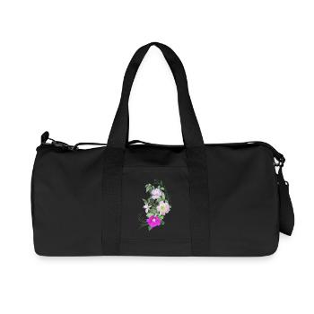 Rosehip Blossoms and Vine, Mixed Media Art - Recycled Canvas Sports Bag by Stanley/Stella - black - Front