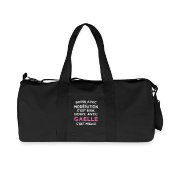 Super Gaelle humorous aperitif drinking with Gaelle - Recycled Canvas Sports Bag by Stanley/Stella - black - Front