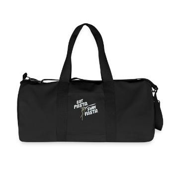 Eat Pasta Swim Fasta Funny Water Sports Slogan - Recycled Canvas Sports Bag by Stanley/Stella - black - Front