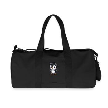 Cute Penguin VR Gamer Comic Gaming - Recycled Canvas Sports Bag by Stanley/Stella - black - Front