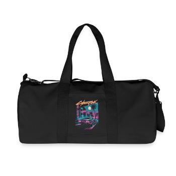 Cyberpunk Retro Stadtstraßen - Recycelte Canvas-Sporttasche von Stanley/Stella - Schwarz - Vorne