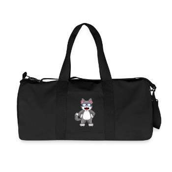 Cat Sunglasses - Recycled Canvas Sports Bag by Stanley/Stella - black - Front