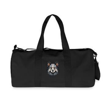 Border Collie Chien Portrait - Sac de sport en toile recyclée Stanley/Stella - noir - Devant