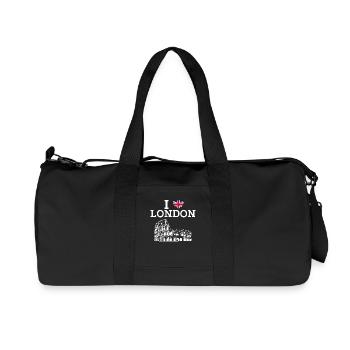 Ich liebe London Kolosseum Herz Flagge England Liebhaber - Recycelte Canvas-Sporttasche von Stanley/Stella - Schwarz - Vorne