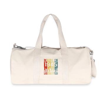 1945 Vintage Retro Geburtstagsgeschenk - Recycelte Canvas-Sporttasche von Stanley/Stella - Naturweiß - Vorne