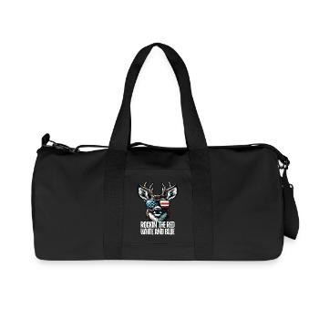 4th of July Stag Patriotic Outfit USA Flag - Recycled Canvas Sports Bag by Stanley/Stella - black - Front