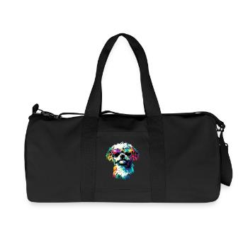 Maltese Little Maltese Dog Love Sweet Maltese - Recycled Canvas Sports Bag by Stanley/Stella - black - Front