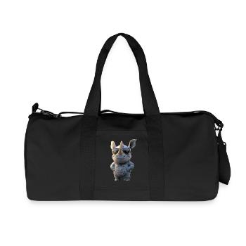 Rhinocéros Rhinocéros Afrique Safari Rhinocéros Rhinocéros - Sac de sport en toile recyclée Stanley/Stella - noir - Devant