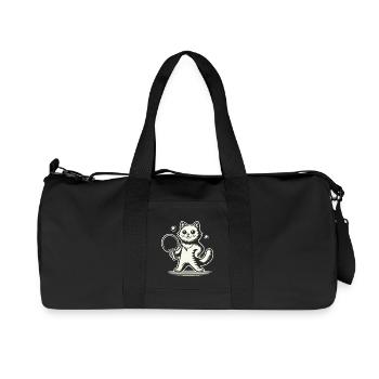 Chat mignon jouant au ping-pong - Sac de sport en toile recyclée Stanley/Stella - noir - Devant