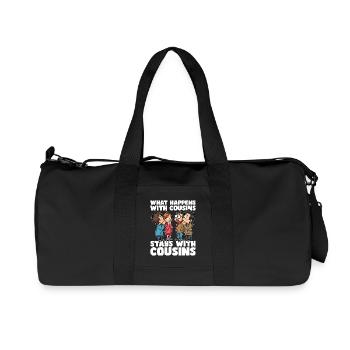 QUE SE PASSE-T-IL AVEC LES COUSINS, RESTE AVEC LES COUSINS - Sac de sport en toile recyclée Stanley/Stella - noir - Devant