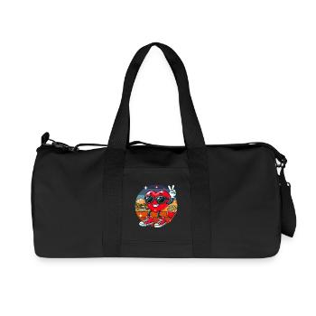 Fast food Valentine's Day heart hamburger fries dad - Recycled Canvas Sports Bag by Stanley/Stella - black - Front